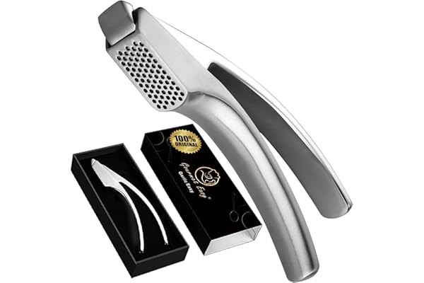 Presse-ail en Acier Inox - Écrase l'Ail Sans Épluchage - Démontable et Passe au Lave Vaisselle - Nettoyage Facile - Hachoir Ail Professionnel inoxydable par Gourmet Easy