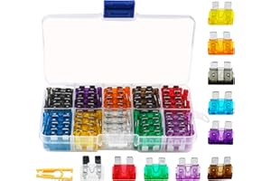 Standard Fuses,TKING 100pcs Assorted Auto Car Standard Blade Fuses Replacement Kit 2A 3A 5A 7.5A 10A 15A 20A 25A 30A 35A With 1 Fuse Extrator 1 Carrying Box (Car Standard Blade Fuse)