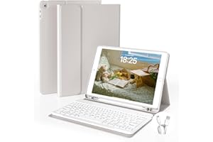 JKSML Keyboard Case for iPad 9th/8th/7th Generation (2021/2020/2019) 10.2 inch with Pencil Holder, Detachable Wireless Bluetooth Keyboard, Soft TPU Back Stand Case for iPad 9th/8th/7th, Gray