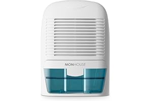 MONHOUSE Deshumidificateur 1500 ML Absorbeur D humidite Portable - Mini Deshumidificateur D air pour La Maison, La Chambre A Coucher, La Voiture, Le Bureau - Demoulant Electrique - Blanc Et Bleu