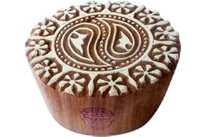 ‎ROYAL KRAFT Indisch Druck Stempel Runden Yin-Yang Designs Holz Blöcke - DIY Henna Stoff Textil Papier Ton Keramik Blocke Druck Stempel