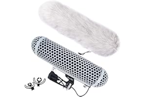 DF DIGITALFOTO Shotgun Microphone Blimp - Parabrezza con Dead Cat, 2 supporti antiurto extra per microfono, parabrezza e sistema di sospensione, compatibile con Rode NTG Series Sennheiser MKE 600