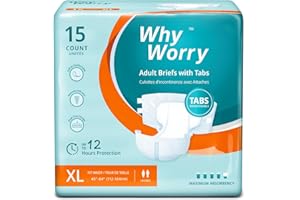 WHYWORRY Couches Adultes pour Incontinence Grave, Changes Complets pour Homme et Femme, Culotte Absorbante Jetables pour Fuite Urinaire, Contrôle des Odeurs, Unisexe, Taille XL, 15 Unités