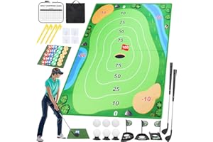 BananMelonBM Chipping Golf Game Mat Set Indoor Outdoor Games, Backyard Golf Games for Adults Kids Practice,Golf Training Aid Equipment Stick Chip Game