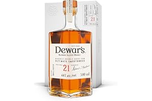 Dewar's Double Double 21 Year Old Blended Scotch Whisky, 46% ABV, 500ml, con Caja de Regalo, Acabado en Barricas de Jerez Oloroso, 50cl