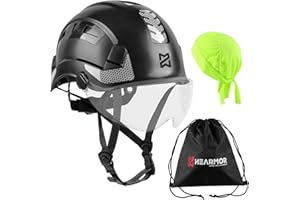 HEARMOR Casque de Chantier Industriel pour Adulte - Certification EN397 et EN12492 - Absorption des Chocs - Résistance à la pénétration - Visières Transparentes ou fumées
