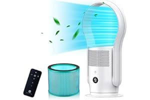 U ULTTY Ventilatore Senza Pale, Ventilatore a Torre con Purificatore d'Aria Silenzioso, Filtro HEPA Rimuove odori e il 99,97% delle particelle inquinanti per Camera da Letto, Ufficio, CR020 Bianco