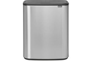 Brabantia - 221422 - Poubelle Bo Touch Bin, 2x30L, Matt Steel Fingerprint Proof