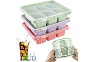 Auauraintt 3 Pack cubiteras de hielo, bandejas para cubitos de hielo de silicona con tapa, apilables y aptas para lavavajillas, para cócteles, cerveza, vino y snacks para bebés incluidos