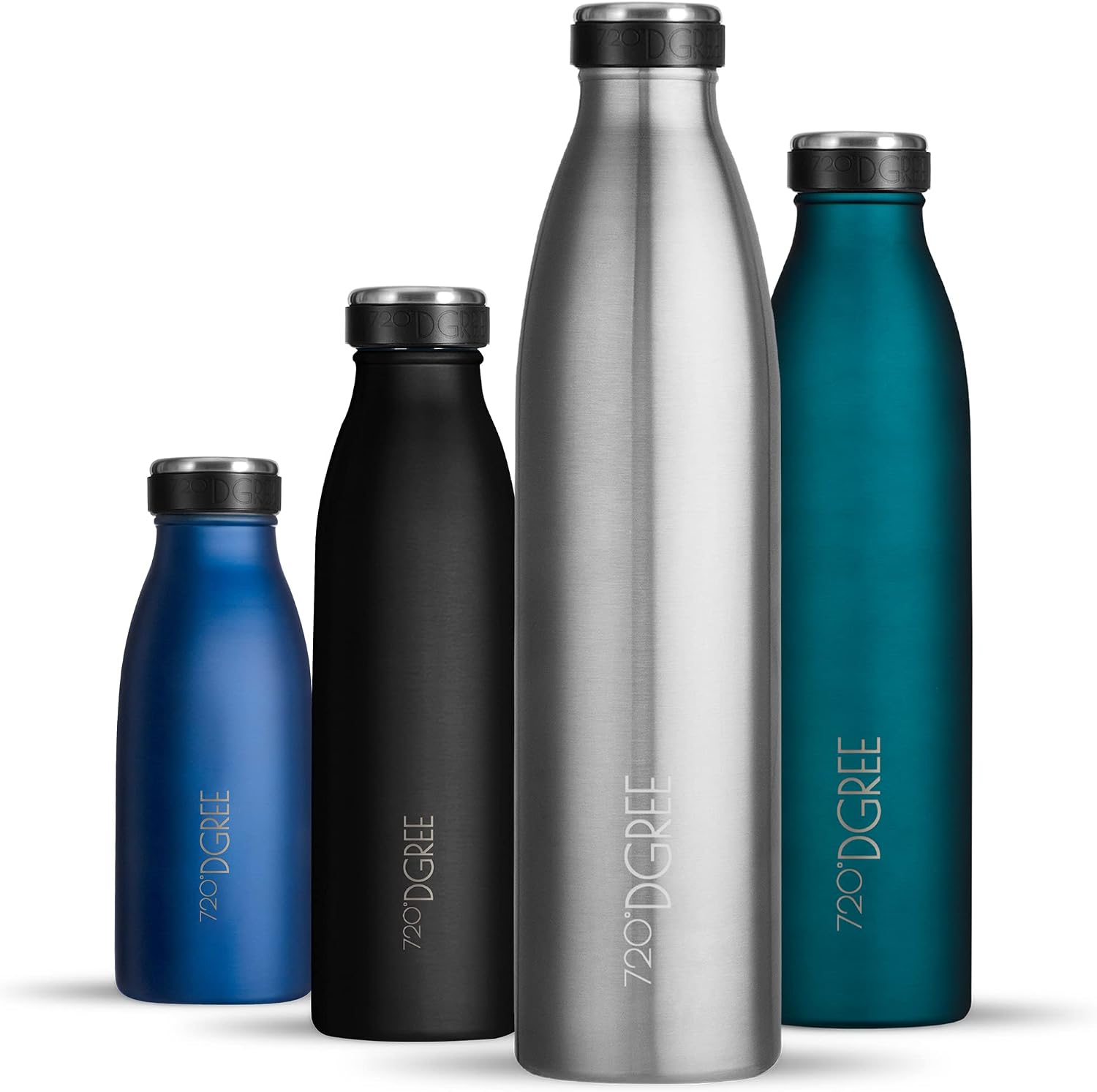 720°DGREE Botella Agua Acero Inoxidable “milkyBottle“ – 1litro - Sin BPA Free, Antigoteo y Prueba de Fugas - Frasco térmico, Cantimplora Aislada - Bebida con Gas, Deporte, Escuela, Gimnasio Exteriore