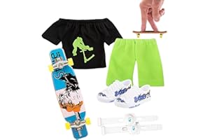 Wenmin Set di Skateboard Mini per Dita - Kit Giocattoli con Piccolo Skateboard, Pantaloni, Maglietta e Scarpe - Regali per Bambini