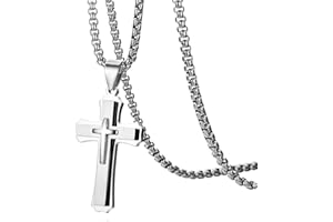 Cupimatch Hip Hop Uomo Collana Catena Acciaio Inossidabile Donna Pendente Ciondolo Croce Pasqua Liscio Nero Argento Oro Regalo di Halloween