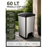60 LT Slim Pedallı &Ccedil;&ouml;p Kovası Gri - Siyah