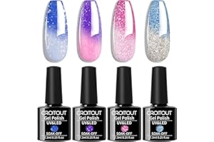Croitout Gel Nagellack Set, UV Farbwechsel Gel Nagellack Set, Thermo Shellac Gellack Kit, Mehrfarbig Ablösbarer Nagelgel Farbgel Gel Nagel, Chameleon Gel Polish Set 4 x 7.3ml
