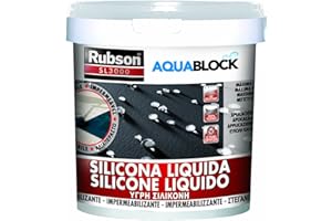 Rubson Aquablock Silicone Liquido SL3000, Facile e Sicuro da Usare, per Impermeabilizzazione e Riparazione di Tetti e Coperture Piani e Inclinati, Guaine, Fioriere, Bianco, Secchio 5kg