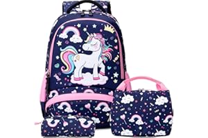 KIMWADALH Zaini Bambina Unicorno Zaino Ragazze per Scuola Primaria Zaini Ragazza Borsa Scuola Ragazzi Zaino Set Zainetti per Bambini