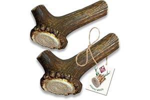 ChronoBalance L Asta de Ciervo para Perros, 100% Naturales Piezas Enteras, Palillo Masticable, Juguetes para Perros, Tratar Cuidado Dental, Sin Aditivos, Larga Duración, Conjunto de 2