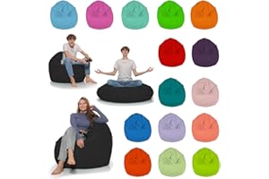HomeIdeal - Sitzsack 2-in-1 Funktionen Bodenkissen für Erwachsene & Kinder - Gaming oder Entspannen - Indoor & Outdoor da er Wasserfest ist - mit EPS Perlen, Farbe:Schwarz, Größe:145 cm Durchmesser