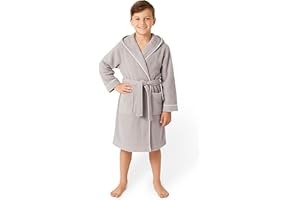 LAYNENBURG Premium Bademantel Kinder & Teenager mit Kapuze - 100% Baumwolle - OEKO TEX Standard 100 - flauschiges Frottee - Größen 110 bis 176