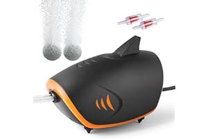 HITOP Powerful Aquarium Air Pump, Dual Outlets Aquarium air pump, Adjustable Oxygen Aerator with accessories, for 60-600L Fish Tank