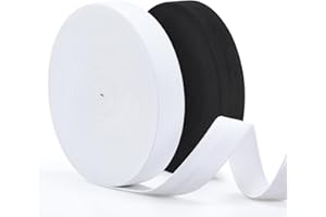 VynyQoo 2 Rotoli di Elastico per Cucito 12m, Fettuccia Elastica 20mm, Elastico per Pantaloni Bianco e Nero per Cucito, Lavori Manuali e Progetti DIY