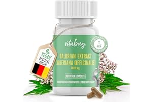‎VITABAY Vitabay Baldrian Extrakt 2000 mg (4:1) - 90 VERGANE Kapseln - Baldrian Hochdosiert - Baldrian Tabletten - Deutsche Qualität - Baldrianwurzel Baldrian Tablette Baldrian stark für die Nacht