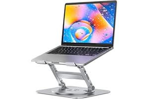 MCHOSE Stojak na laptopa, obracana podstawa 360, aluminiowy stojak komputerowy, ergonomiczny uchwyt na laptopa, stojak na notebooka, pasuje do laptopa o przekątnej do 17 cali, srebrny