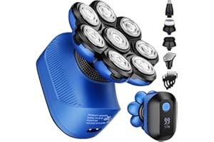 AMURHEY Afeitadora Eléctrica para Hombre con 8 Cabezale, 5 en 1 Máquina Cortar Pelo uso en seco y húmedo, 8D Flexibles Afeitadora Cabeza para Calva, Maquina de Afeitar, Recortadora Barba 180 min de afeitado