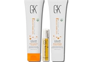 GK Hair Global Keratin Shampoo idratante e balsamo, 100 ml, con olio di argan, 10 ml, per capelli secchi, danneggiati, riparati e crespi, senza solfati, senza parabeni