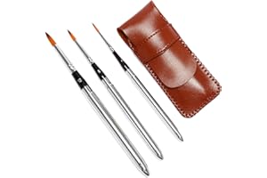 Fuumuui Travel Watercolour Brushes Synthetic Sable Watercolour Brushes with Pocket Size Leather Pouch Perfect for Gouache Ink Painting