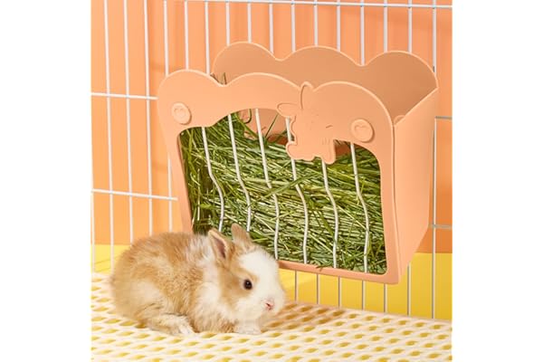 Mangeoire Lapin, Râtelier à Foin Suspendu pour Petits Animaux Lapins, Lapins Nains, Cochons d'Inde (Rose)