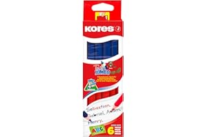 Kores - Twin Jumbo: Matita Bicolore Rosso e Blu per Bambini e Studenti, Mina Leggera e Forma Ergonomica Triangolare, Confezione da 6 Pezzi