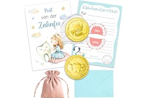 HUKUMA Zahnfee Geschenksets, Glücksstein, Zahnfee Münze mit Karte & Umschlag, Zahnfeen Taler Goldmünze, Verlorenen Zahn Kinder Geschenke Souvenir, für den ersten Zahnverlust und besondere Erinnerungen
