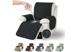 Jinfanshurich Sesselschoner mit Taschen, Rutschfester & Waschbarer Sesselüberwurf für Relaxsessel & Fernsehsessel, Perfekter Schutz vor Tierhaaren, Flecken & Abnutzung (Schwarz)