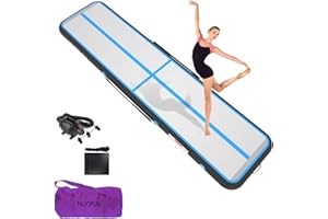 HIJOFUN Tappetino gonfiabile da ginnastica - 3 m/4 m/5 m/6 m - con pratica pompa e spessore 10/20 cm - Cuscino gonfiabile per acrobazie - Per toelettatura - Per tumbling, yoga, taekwondo