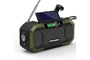 Kurbelradio mit Handyladefunktion Solar - mit 5000mAh Batteriebetrieben Radio Kurbel Notfall, IPX5 Wasserdicht AM FM Tragbares, Dynamo, Camping, Outdoor, Taschenlampe, SOS,USB-C(Grün)