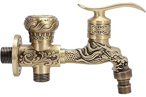 TOMOTATO Robinet Dragon Vintage, Robinet Exterieur Jardin G1/2" en Forme de Dragon Antique Poignée en Laiton Mural pour Buanderie Salle de Bain Cuisine