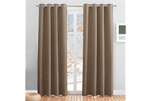 PONY DANCE Rideau d'Extérieur - Lot de 2 Rideaux Occultant Lumière Bloquer Draperies Decoration Intérieur/Extérieur pour Pergola/Jardin/Chambre, L 132 x H 213 cm, Taupe