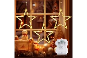 ‎GLOBALINK GlobaLink 3-częściowy zestaw oświetlenia gwiazdy bożonarodzeniowej, dekoracja okienna LED, na baterie, z timerem, 8 trybów do użytku wewnątrz i na zewnątrz, na Boże Narodzenie, imprezę, wesele, do