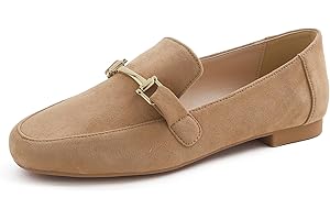 Feversole Women's Fashion Dress，Vestito alla Moda da Donna Comodo Tacco Basso Office Penny Mocassino Ballerine in Pelle vegana Tinta Unita