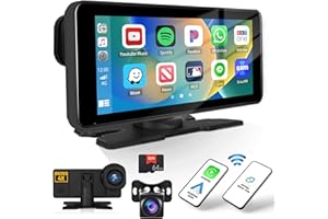 OILIEHU 6.86 inch Portable Car Stereo with Wireless Apple CarPlay & Android Auto,1080P Touchscreen Carplay Screen with Airplay/Mirror Link/AUX/Bluetooth/FM Transmitter/4K Front Camera/DVR + Backup Camera