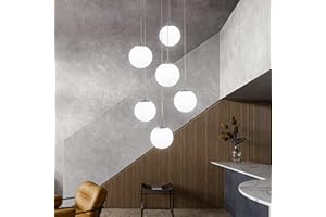 H.W.S Nowoczesna lampa wisząca, na klatkę schodową, kula, do jadalni, G9, z regulacją wysokości, żyrandol, lampa na schody, do salonu, 6 żarówek