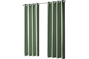 Olivia Rocco Blackout Eyelet Curtains Black Out Thermal Ring Top Curtain Pair Window Treatment Living Room Bedroom, 66" (Width) x 72" (Drop) Sage Green