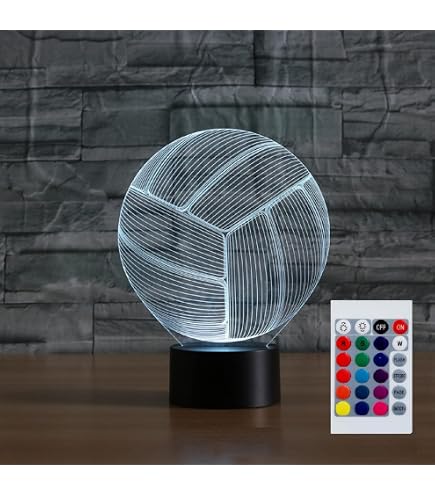 Luce Notturna 3D A Forma Di Pallavolo Per Bambini, Lampada LED Con 16 Colori E Telecomando, Regalo Originale