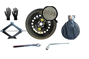 D'ANGELO 1988 Kit Roue de secours 17" compatible avec Volkswagen T-Cross avec Cric, Clé, Gants et Sac