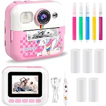 YMEDSUM Kinder Instant Camera – 1080P Met 2 Sluiters, 32GB SD, 3 Rollen Papier, Ideaal Cadeau 3-12 Jaar