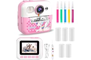 XINGGANG Camara Fotos Infantil Instantanea, 2.4" HD 1080P Cámara para Niños con Tarjeta SD de 32GB,Bolígrafos de Colores y Papel de Impresión,Regalos Juguete