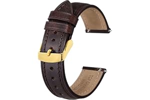 BISONSTRAP Cinturini per Orologi da Uomo in Pelle Retrò, Cinturino di Ricambio in Pelle di Vitello Cerata a Olio, Sgancio Rapido, Larghezza Cinturino 18mm 19mm 20mm 22mm
