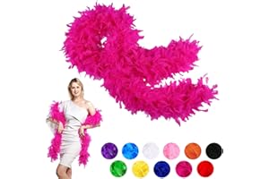 YAAVAAW 80g Feather Boa Thick Fancy Dress Accessories for Adults,Kids,2M Turkey Chandelle Feather Boa Party Fluffy Boa Feather Scarffor Bulk for Women,Girls,Dancing Wedding Halloween Christmas Parties