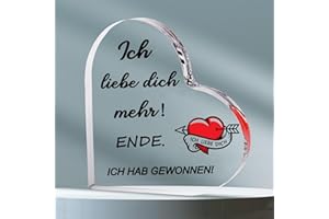 RISFIHEI Jahrestag Geschenk für Ihn und Sie, Valentinstag-Geschenk für Ihn, Gravierte Acryl Block-Ich Liebe Dich Mehr. Pärchen Geschenke für Frauen und Männer, Liebes Geschenk für Ihn und Sie